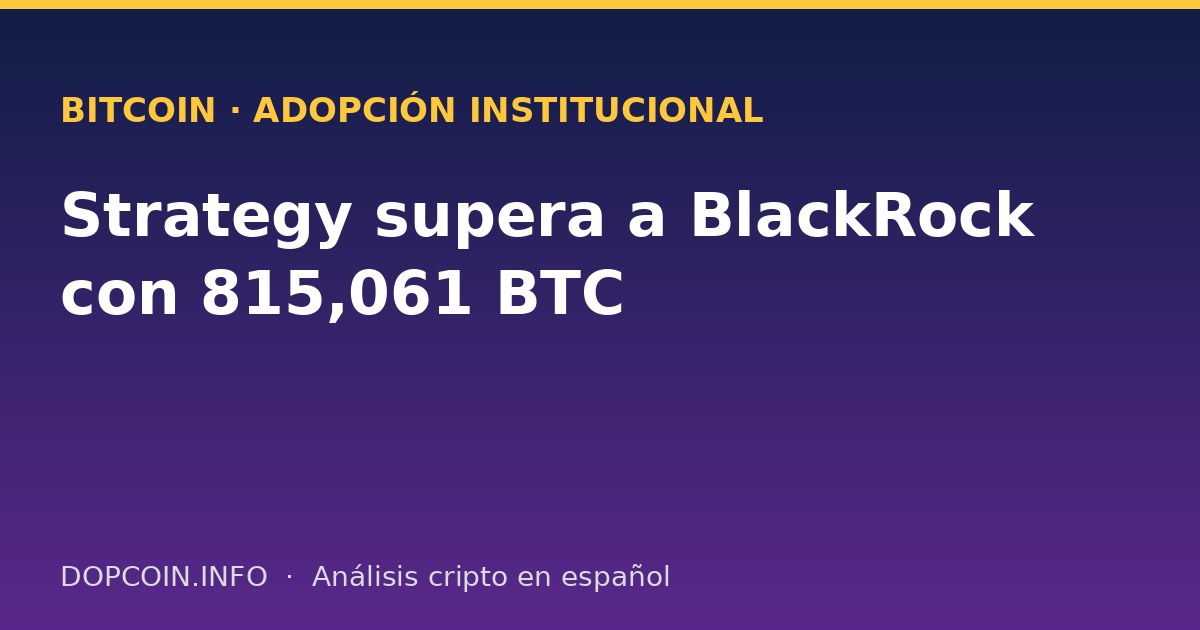 Strategy supera a BlackRock y se consolida como el mayor tenedor institucional de Bitcoin